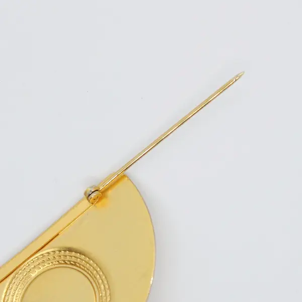 Gold Tone Faux Pearl Brooch Pin Statement Jewelry Dangling Accents