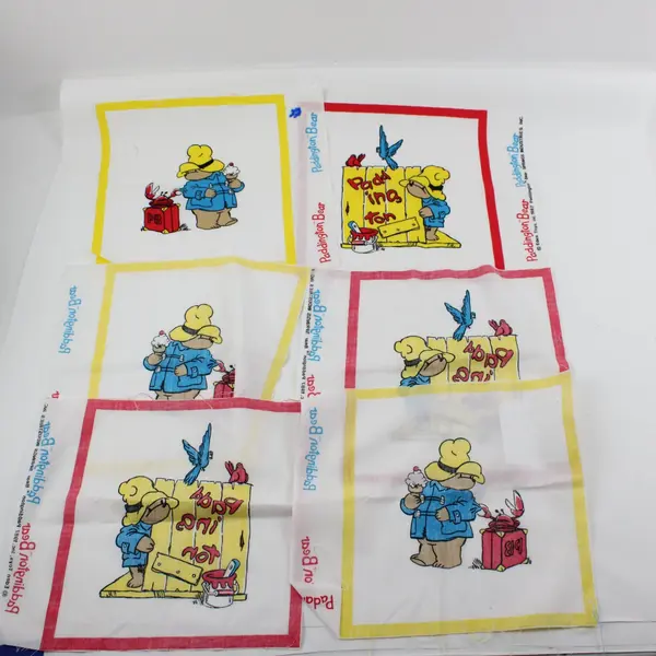 Lot of 6 Paddington Bear Springs Industries Fabric Panels 12.25x10.75 in