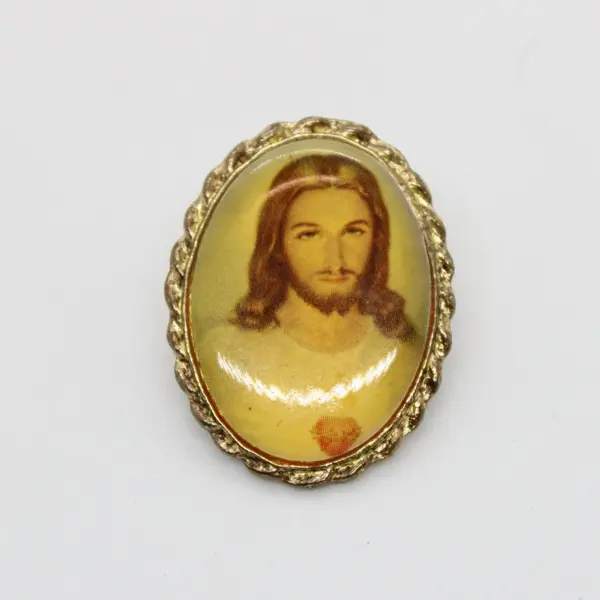 Lot of 2 Vintage Sacred Heart of Jesus Angel Religious Lapel Pins