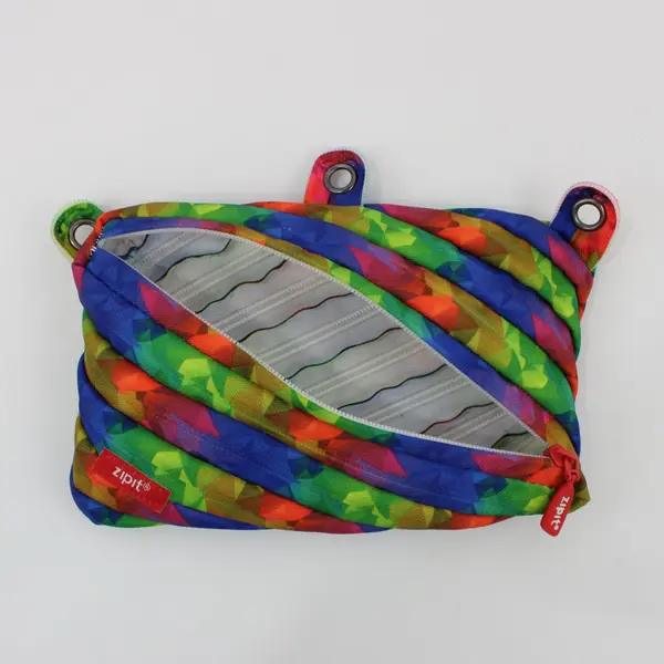 Lot 2 ZIPIT Fresh Twister Fabric Pencil/Pen Cases Orange Monster & Kaleidoscope 