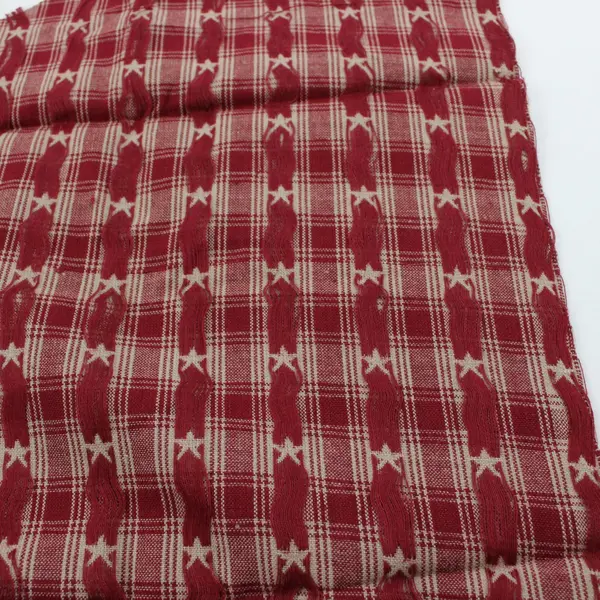 Lot of 7 Red White Plaid Woven Tablecloth Pieces Worn Frayed Craft