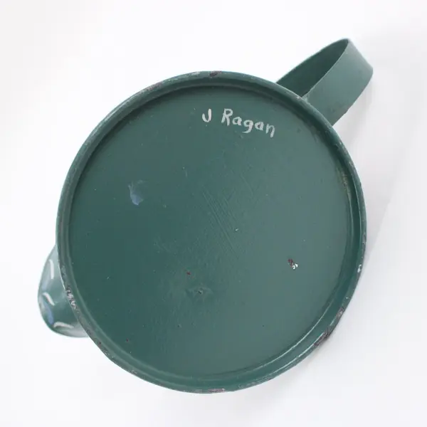 Metal Watering Can Swan Cherry Drawings Signed J Ragan