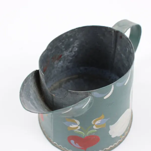 Metal Watering Can Swan Cherry Drawings Signed J Ragan