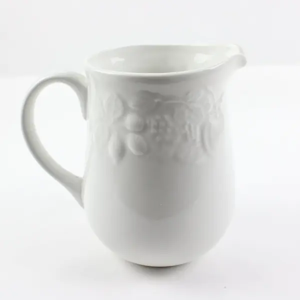 Gibson Housewares White Embossed Fruit Pitcher 8 Inch
