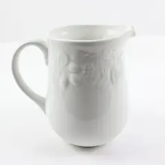 Gibson Housewares White Embossed Fruit Pitcher 8 Inch