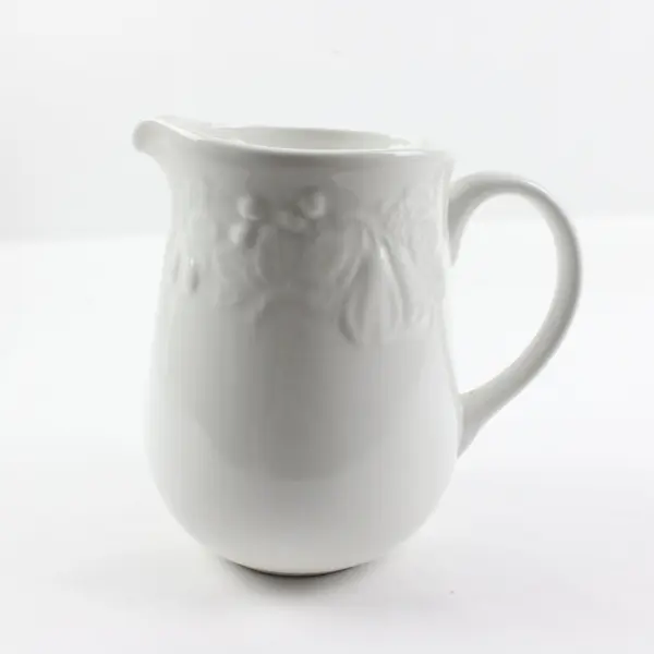 Gibson Housewares White Embossed Fruit Pitcher 8 Inch
