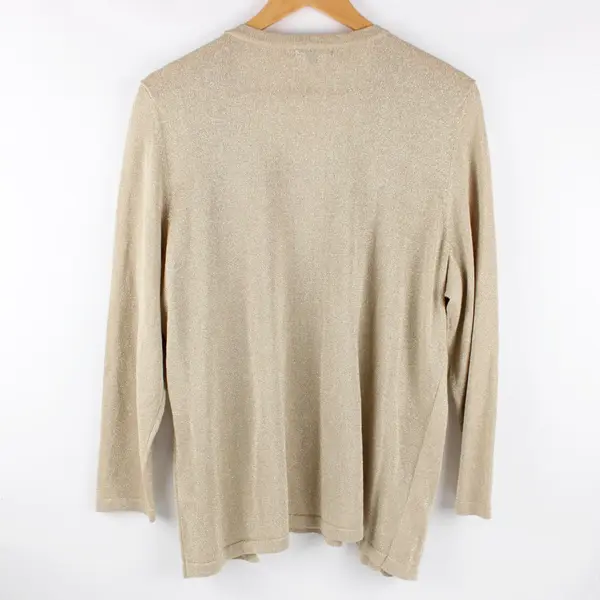 Elementz Women's Gold Sequin Knit Top Plus Size 1X Long Sleeve