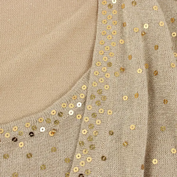 Elementz Women's Gold Sequin Knit Top Plus Size 1X Long Sleeve