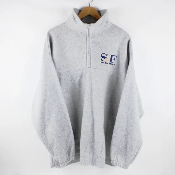USA Men's XL Light Gray 1/4-Zip Fleece Pullover San Francisco