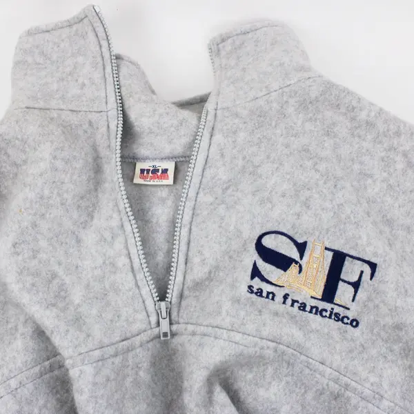 USA Men's XL Light Gray 1/4-Zip Fleece Pullover San Francisco