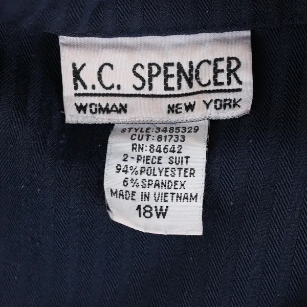 K.C. Spencer Women's 18W Navy Blue Self-Stripe 2 Pc Suit 