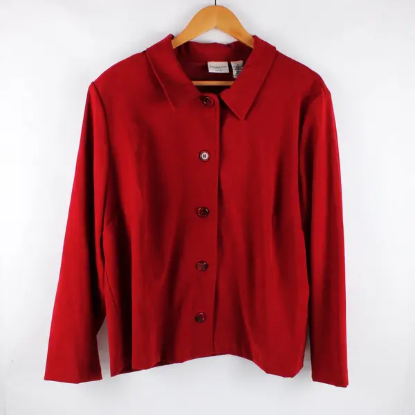 Covington Women's Cherry Red Button-Front Jacket Size 1X