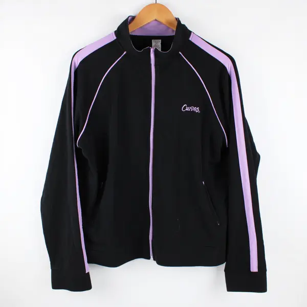 Curves Women's Track Jacket Black Purple XL 18 Zip Front