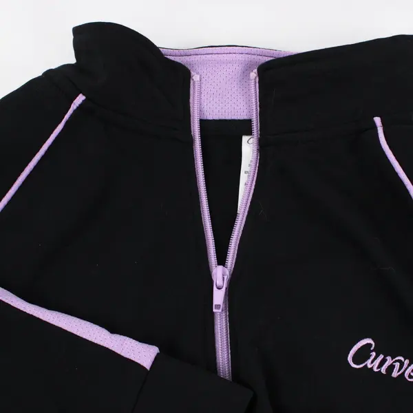 Curves Women's Track Jacket Black Purple XL 18 Zip Front