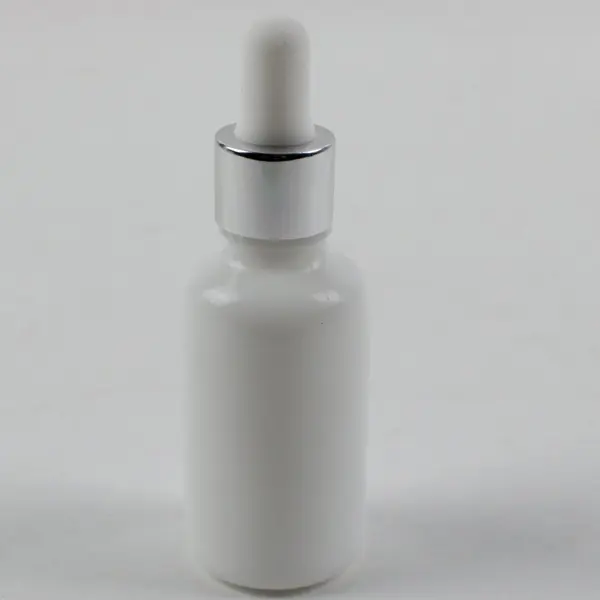Lot of 6 White Glass Refillable Dropper Bottles Craft Lab Cosmetic