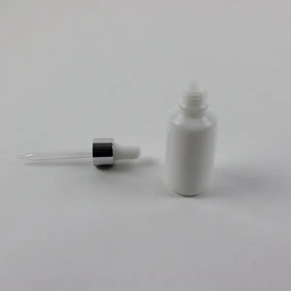 Lot of 6 White Glass Refillable Dropper Bottles Craft Lab Cosmetic