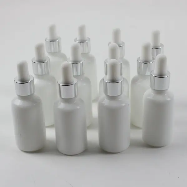Lot of 12 White Glass Refillable Dropper Bottles DIY Craft Lab Cosmetic