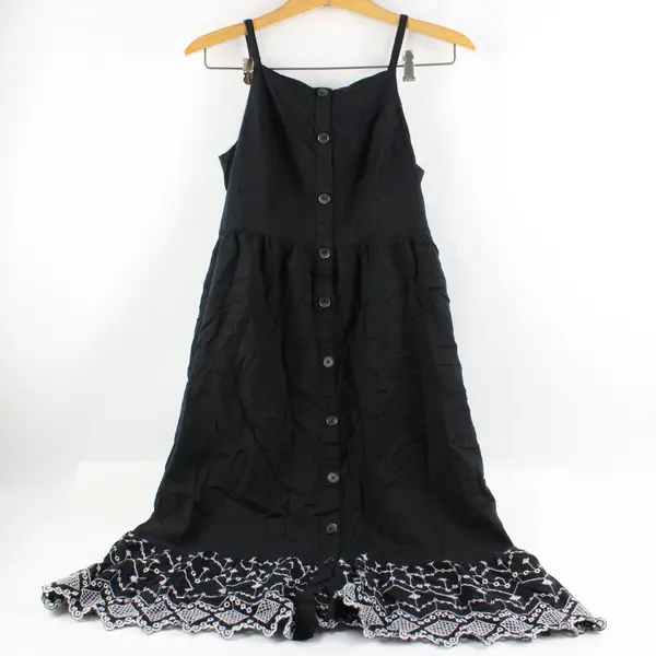 Old Navy Women's Medium Black White Sleeveless Dress Embroidered Eyelet Hem