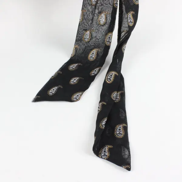 INC International Concepts Women's Large Black Gold Gray Paisley Wrap Blouse