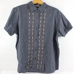 Willow Bay Women's Plus 14W/16W Plaid Floral Embroidered Short Sleeve Blouse