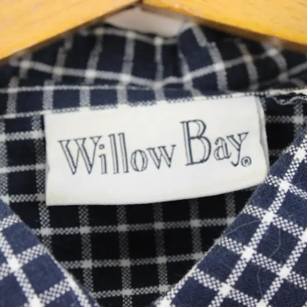 Willow Bay Women's Plus 14W/16W Plaid Floral Embroidered Short Sleeve Blouse