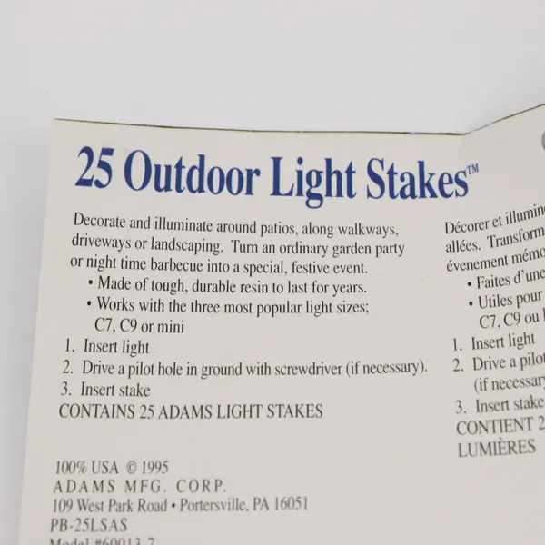 Adams Party Lighters Set of 25 Green Plastic Outdoor Light Stakes Yard Decor