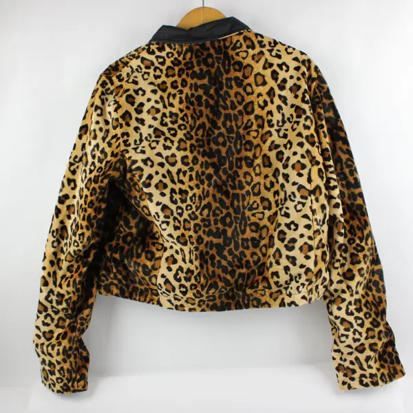 Rainforest Cafe Women's Large Reversible Leopard Print Cropped Jacket