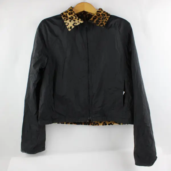 Rainforest Cafe Women's Large Reversible Leopard Print Cropped Jacket