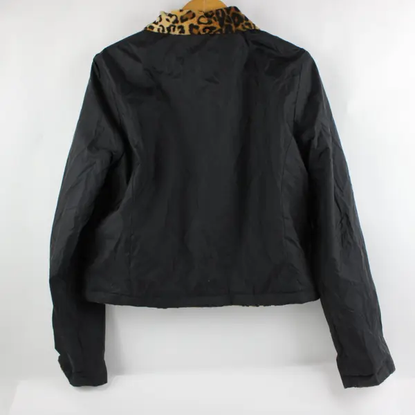 Rainforest Cafe Women's Large Reversible Leopard Print Cropped Jacket