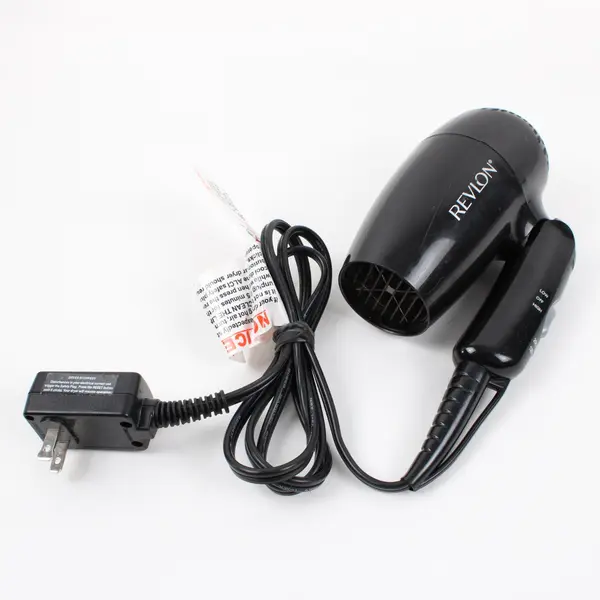 Revlon Compact Travel Hair Dryer Black Folding Handle Pre-Owned RVDR5033