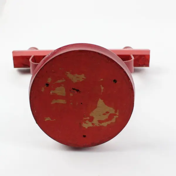 Red Wooden 4-Taper Candle Holder Notched Tabletop Mantel Decor