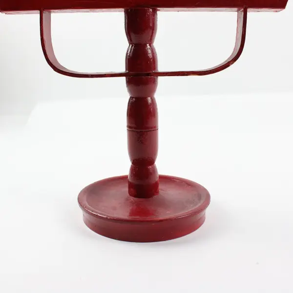 Red Wooden 4-Taper Candle Holder Notched Tabletop Mantel Decor