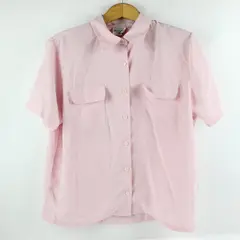 JR Bentley Women's Large Light Pink Short Sleeve Button-Up Shirt FLAWED