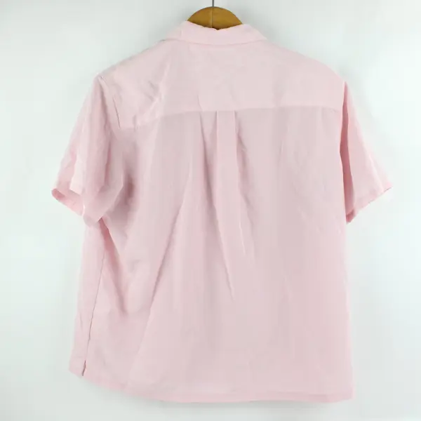 JR Bentley Women's Large Light Pink Short Sleeve Button-Up Shirt FLAWED