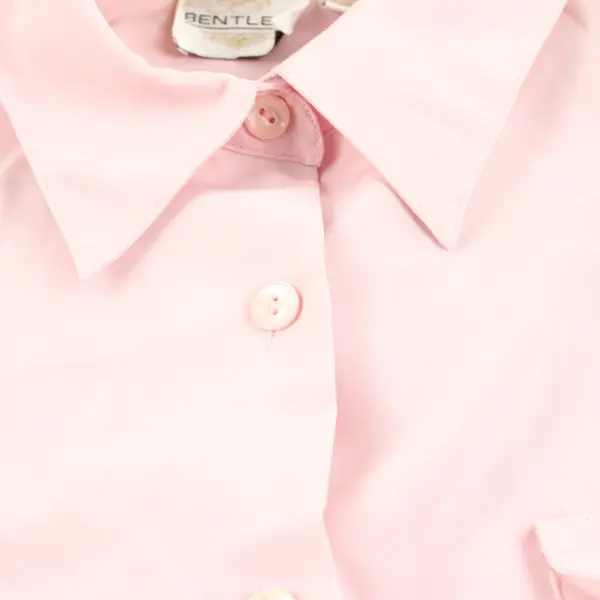 JR Bentley Women's Large Light Pink Short Sleeve Button-Up Shirt FLAWED