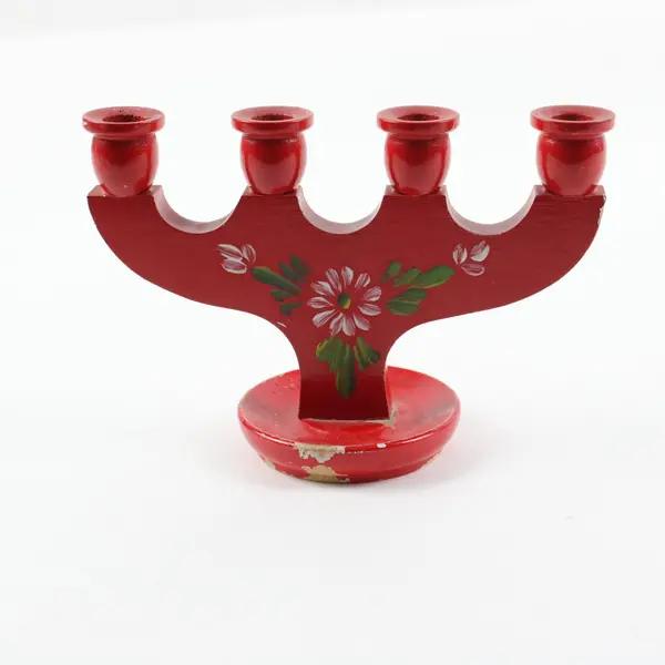 Swedish Wooden Candle Holder 4 Inch Decorative Collectible