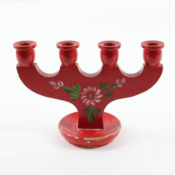 Swedish Wooden Candle Holder 4 Inch Decorative Collectible