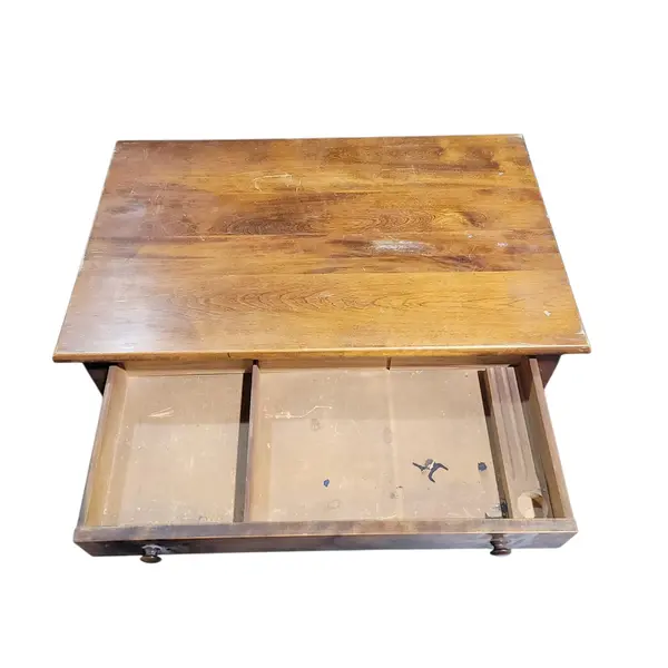 Vintage Wooden Writing Desk Table 1 Drawer Turned Legs Rustic - Local Pickup