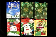 Lot of 6 Fortune Bags Christmas Gift Bags Santa Snowman Holiday Presents