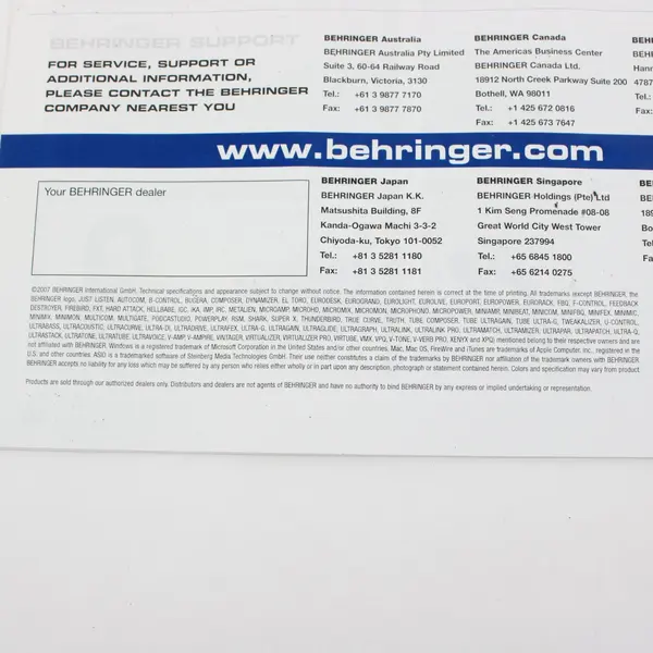 Behringer Packaged Systems Product Catalog Manual 2nd Edition 2007