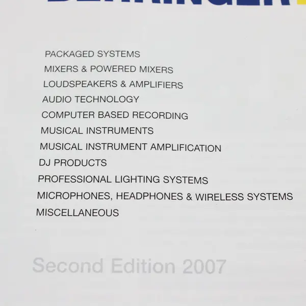 Behringer Packaged Systems Product Catalog Manual 2nd Edition 2007
