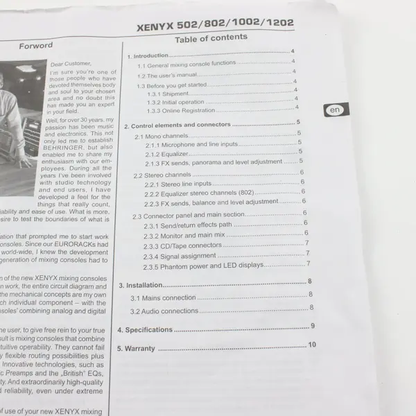 Behringer XENYX - 502/802/1002/1202 - User Manual