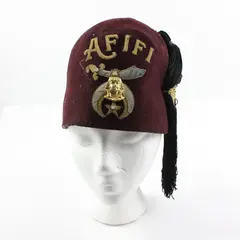 SACO UNIFORM AFIFI Shriners Felt Fez Hat Size 7 1/4 Maroon Red Tassel
