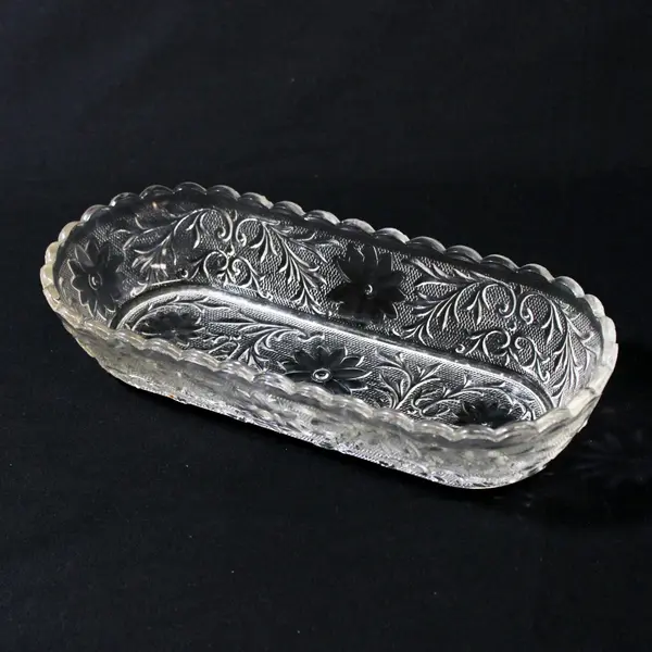 Vtg Tiara  Glass Clear Sandwich 10.5" Oblong Celery Pickle Dish 