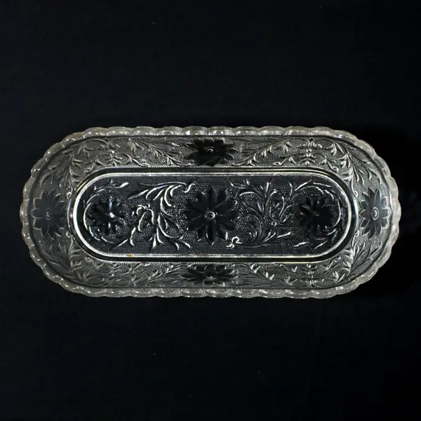 Vtg Tiara  Glass Clear Sandwich 10.5" Oblong Celery Pickle Dish 