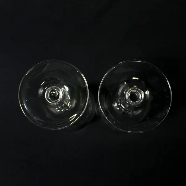  2 Clear Crystal Wine Glasses  2 Dot Bands With A Berry Vine Band In The Center