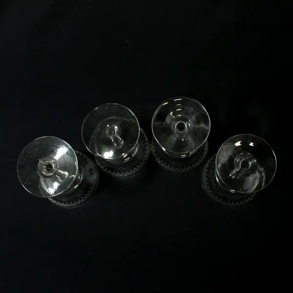 4 Crystal Coupe Champagne Or Cocktail Glasses Diamond Crisscross Band 4.5"