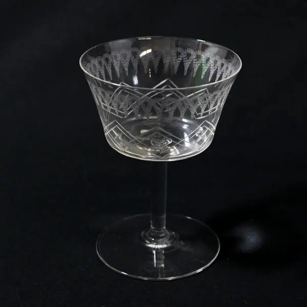 4 Crystal Coupe Champagne Or Cocktail Glasses Diamond Crisscross Band 4.5"