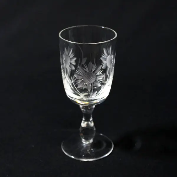 Set of 3 Etched Sunflower Sherry Or Cordials Glasses 4.5"