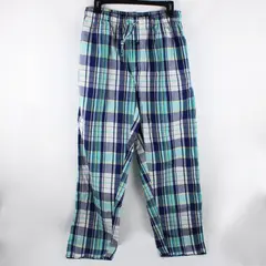 St. John's Bay Men's Medium Blue Yellow Plaid Pajama Pants